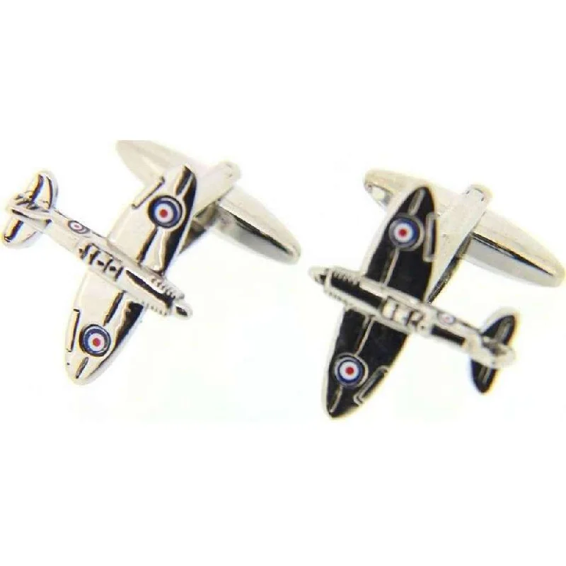 Cufflinks with unique novelty designs for fun and creative gifts-Silver Finely Detailed Spitfire Cufflinks