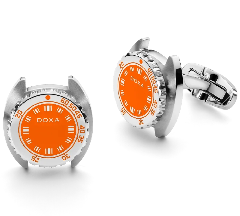 Cufflinks with classic round designs for a versatile and timeless accessory-Doxa Cufflinks SUB Professional Orange