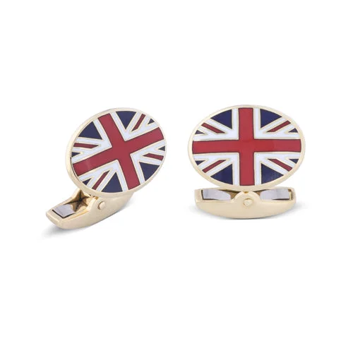 Cufflinks with silver and enamel combinations for a colorful and polished look-Deakin & Francis Cufflinks 18ct Yellow Gold Enamel Union Jack