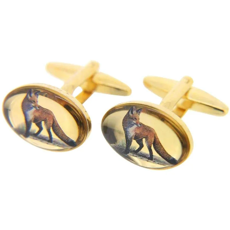 Cufflinks with nautical themes for a coastal and maritime-inspired accessory-Gold Fox Image Country Cufflinks