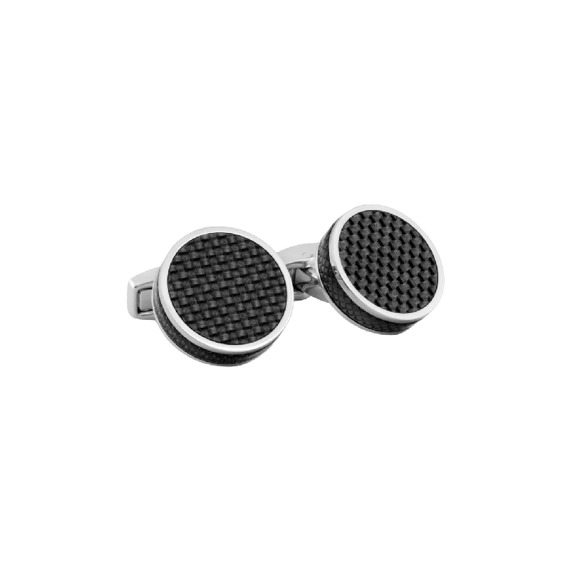 Best cufflinks with a brushed silver finish for a sleek and contemporary vibe-Tateossian Carbon Tablet cufflinks with black carbon fibre