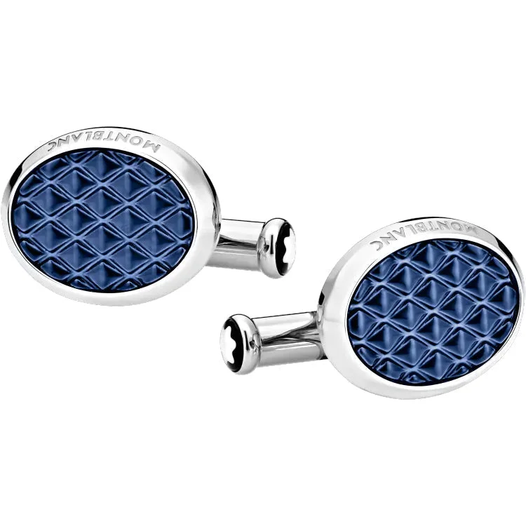 Cufflinks with colorful gemstones for a vibrant and eye-catching appearance-Montblanc Cufflinks Meisterstuck Oval Steel Lacquer