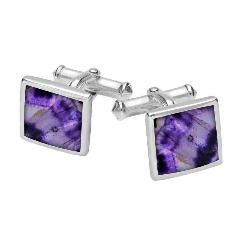 Best cufflinks for formal events with timeless designs in classic silver and gold-Sterling Silver Blue John Square Flat Cufflinks