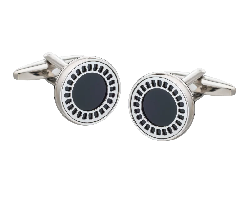 Cufflinks with black onyx stones for a refined and luxurious look-Onyx Film Reel Cufflinks