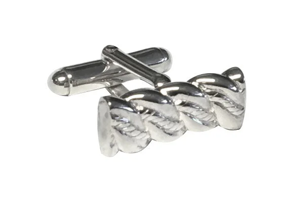 Best cufflinks for anniversary gifts with intricate designs and personal touches-Show The Ropes' Solid Silver Cufflinks