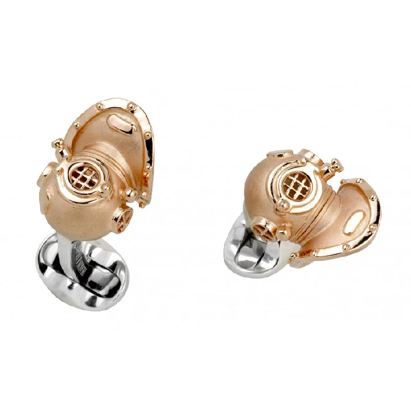 Best cufflinks with enamel designs for vibrant and colorful accents-Deakin & Francis Sterling Silver Diving Helmet Cufflinks