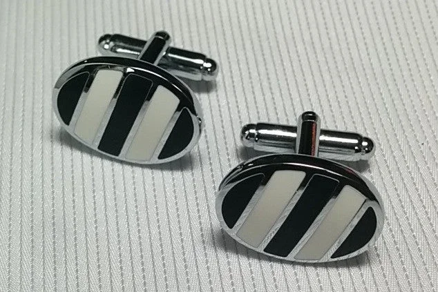 Cufflinks with luxe pearl inlays for a refined, classic look-Black & White Cufflinks