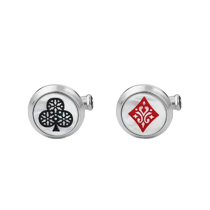 Cufflinks with crystal embellishments for added sparkle and sophistication-Montblanc Meisterstuck Around the World in 80 Days Ace of Diamond and Club Cufflinks