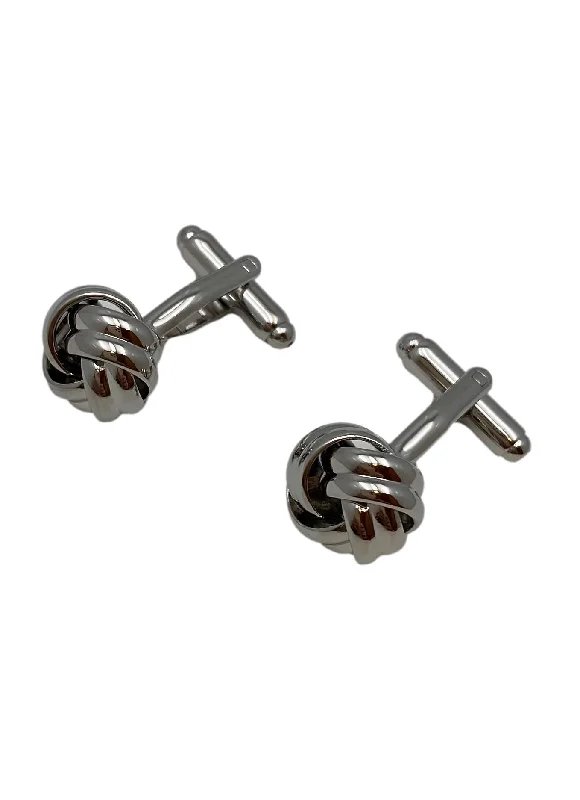 Best cufflinks with enamel inlays for a colorful and artistic touch-Gun Metal Silver Knot Cuff Links