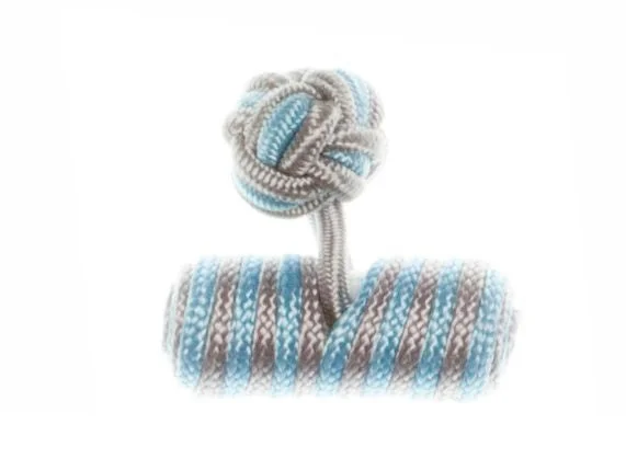 Best cufflinks for formal shirts with refined designs and premium materials-Grey & Sky Blue Barrel Cuffknots