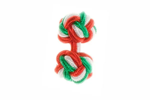 Best cufflinks for casual wear with subtle designs for a relaxed yet stylish look-Red, White & Green Cuffknots