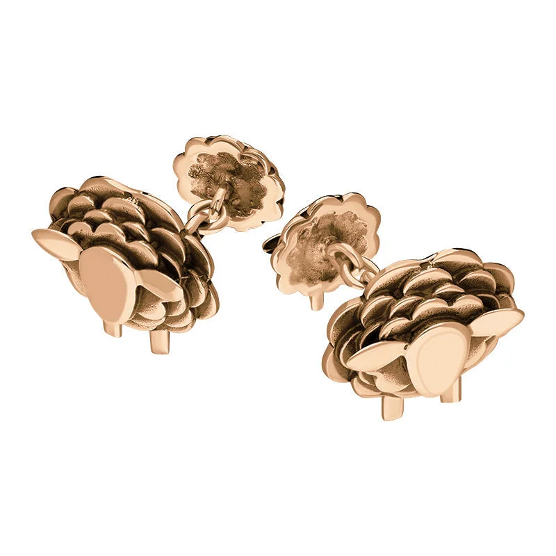 Best cufflinks with multicolored stones for a bold and vibrant appearance-9ct Rose Gold Sheep Chain Link Cufflinks