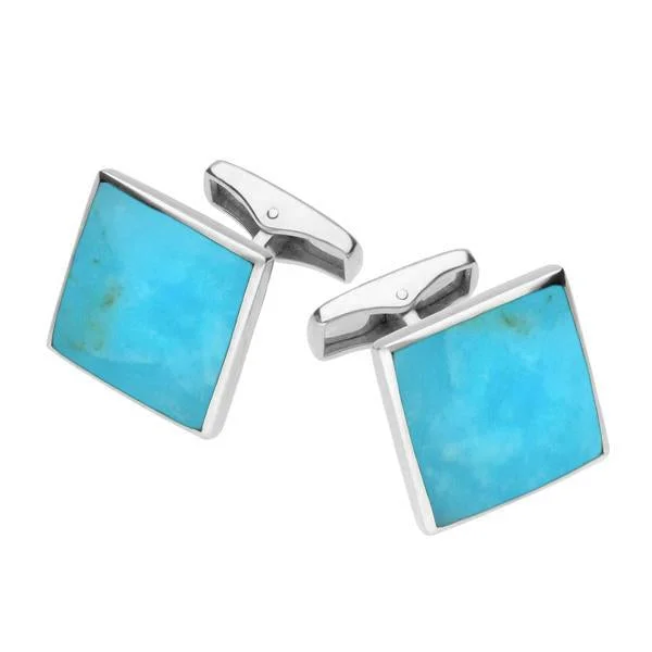 Best cufflinks with intricate craftsmanship for a high-quality, durable finish-Sterling Silver Turquoise Square Shaped Cufflinks