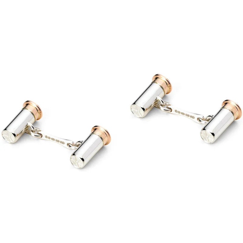 Best cufflinks with durable enamel finishes for long-lasting wear and vibrant color-Deakin & Francis Cufflinks Sterling Silver Rose Gold Plated Shotgun Cartridge