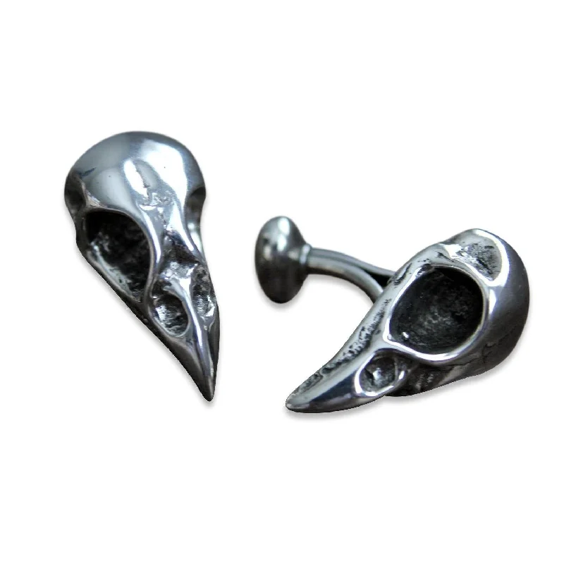 Best cufflinks with vintage cufflinks box for a complete and elegant gift set-Bird Skull Cuff Links