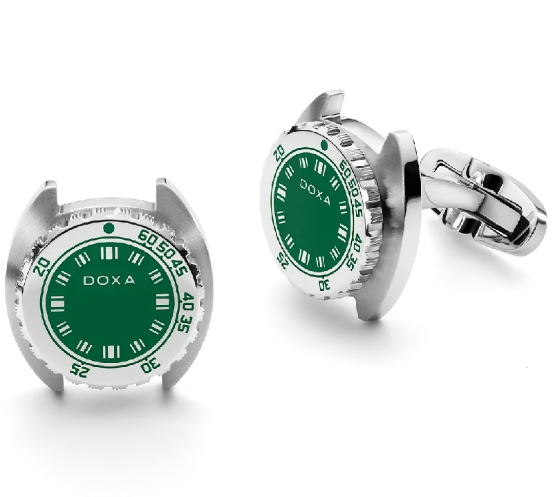 Cufflinks with angular designs for a modern and stylish look-Doxa Cufflinks SUB Sea Emerald Green