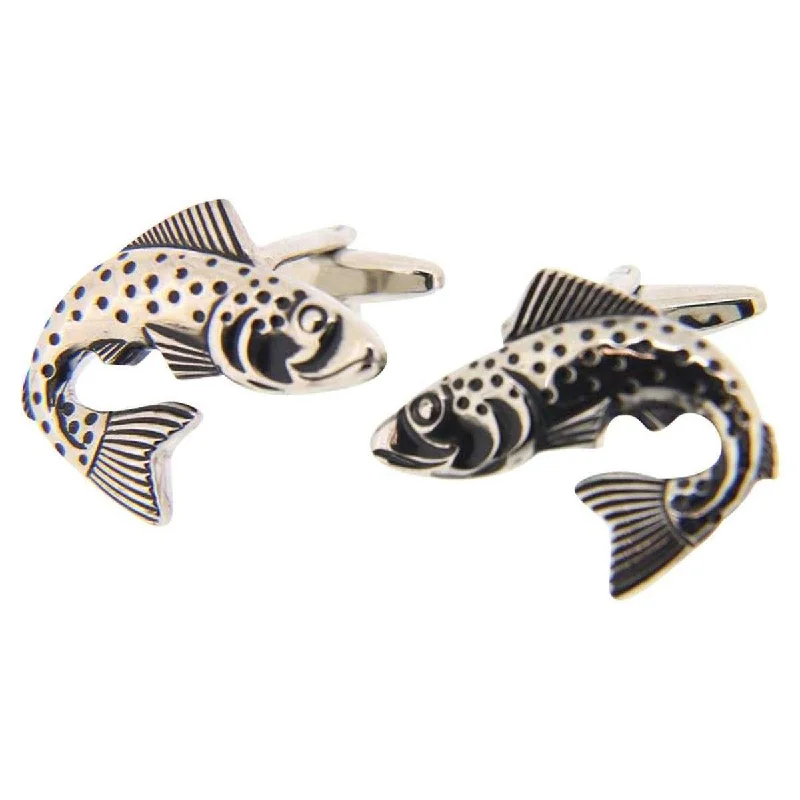 Best cufflinks with customizable monograms for a unique and personal gift-Silver Trout Fish Country Cufflinks