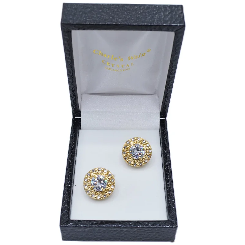 Best cufflinks with matching tie clips for a coordinated and fashionable set-ROUND CRYSTAL CUFF LINKS