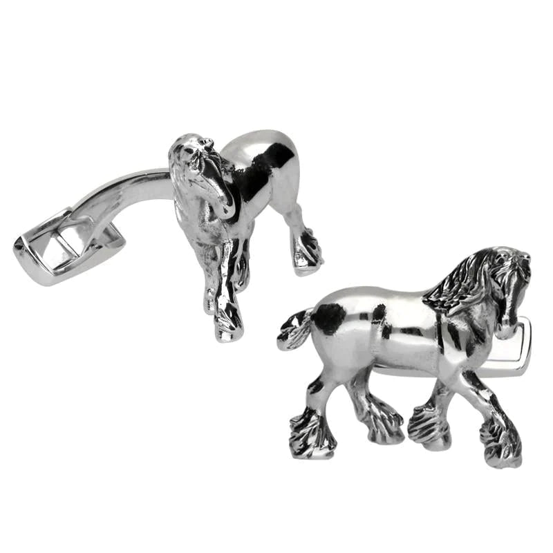 Best cufflinks with a polished brass finish for a vintage-inspired aesthetic-Sterling Silver Medium Shire Horse Cufflinks