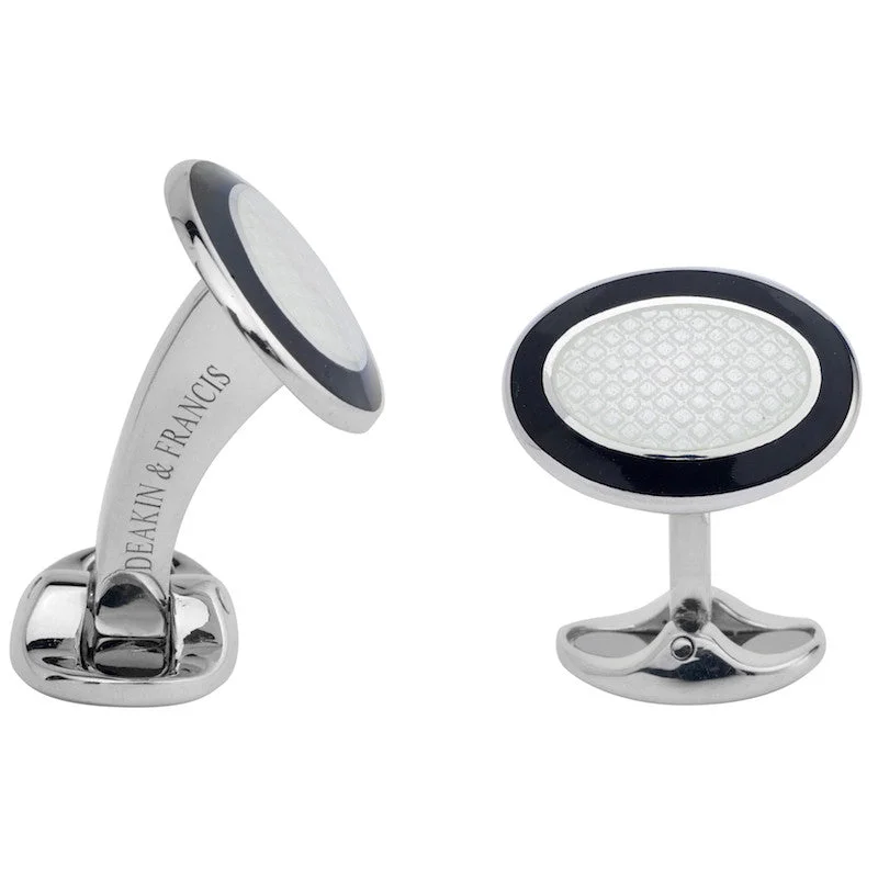 Cufflinks with engraved quotes for a personalized and meaningful touch-Deakin & Francis Cufflinks Black And White Enamel