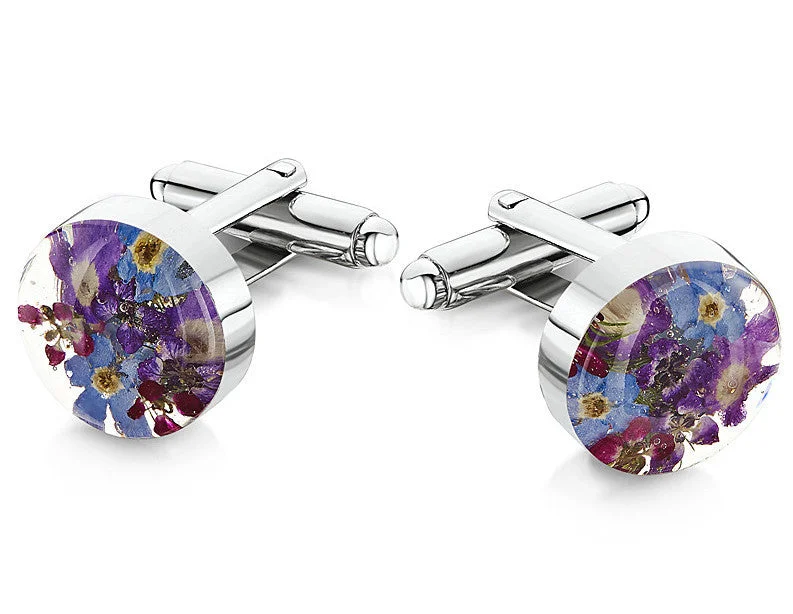 Best cufflinks with matching tie clips for a coordinated and fashionable set-Shrieking Violet Cufflink Purple Haze Oval Silver