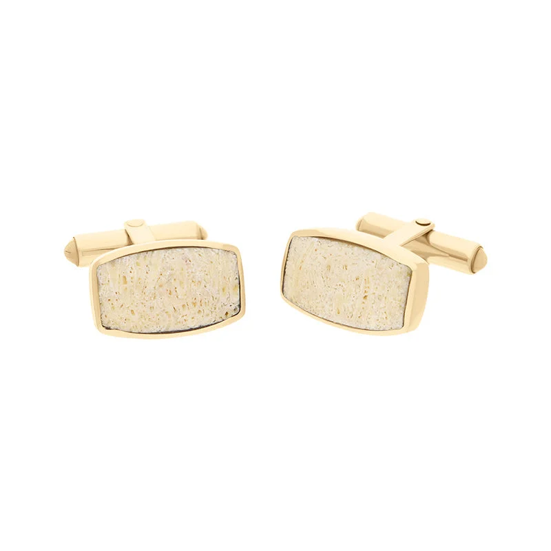 Cufflinks with silver and enamel combinations for a colorful and polished look-18ct Yellow Gold Coquina Barrel Cufflinks D