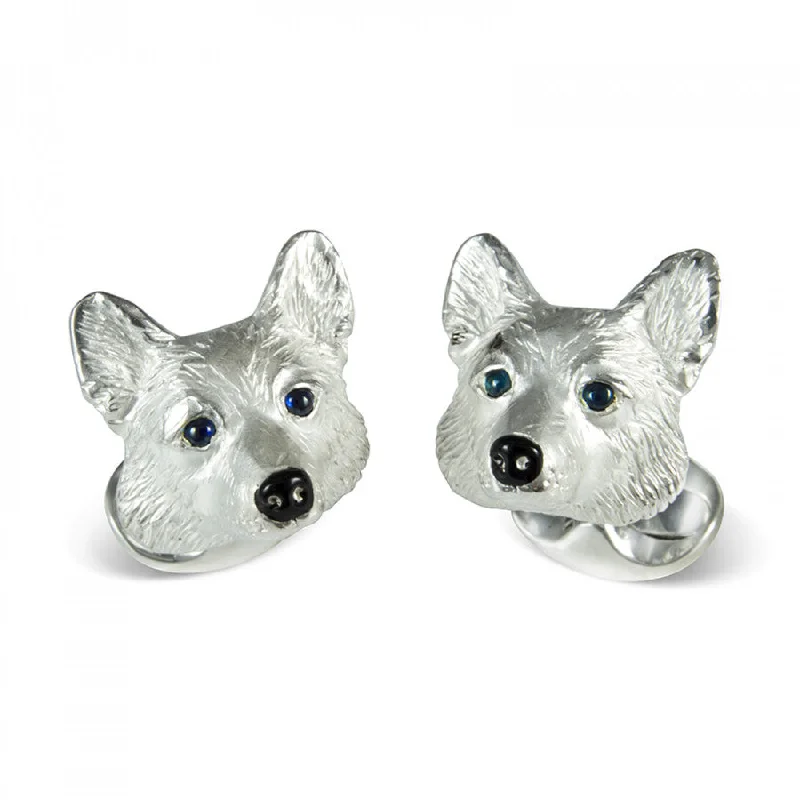 Best cufflinks for anniversary gifts with intricate designs and personal touches-Deakin & Francis Cufflinks Sterling Silver Corgi Dog