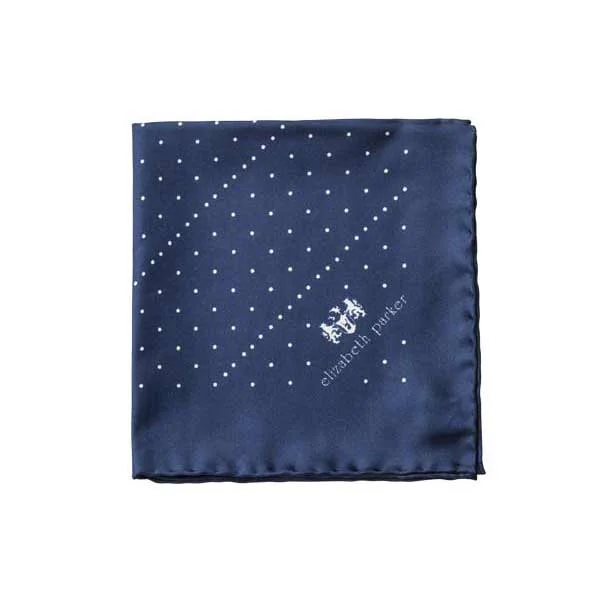 Best cufflinks with pearl inlays for a classy and elegant style-Navy Multi Dotty Silk Pocket Square