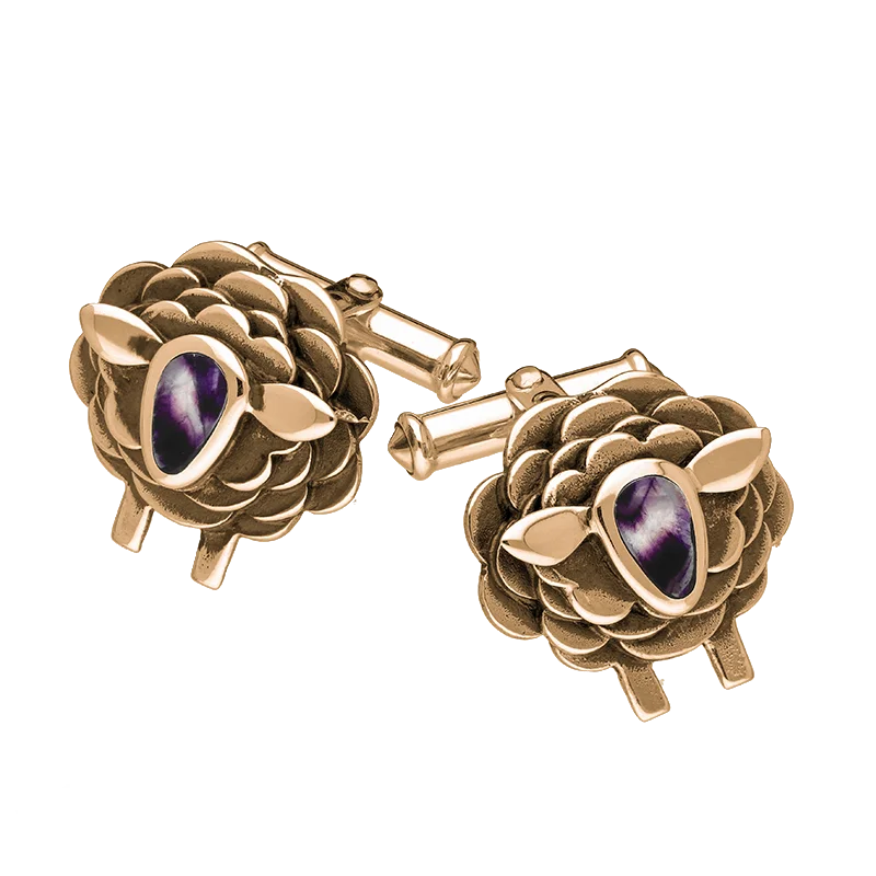 Cufflinks with engraved quotes for a personalized and meaningful touch-9ct Rose Gold Blue John Sheep Cufflinks