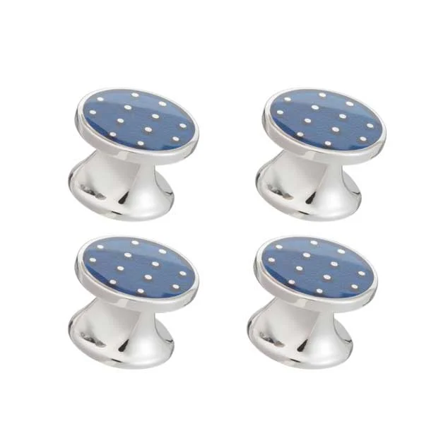 Cufflinks with crystal embellishments for added sparkle and sophistication-Blue Polka Dot Dress Studs