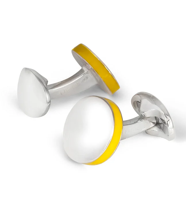 Best cufflinks with matching tie clips for a coordinated and fashionable set-Deakin & Francis Cufflinks Sterling Silver Round Deep Yellow Edge