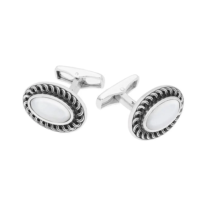 Cufflinks with brushed stainless steel designs for a rugged and modern style-Sterling Silver Carrara Marble Crescent Cufflinks