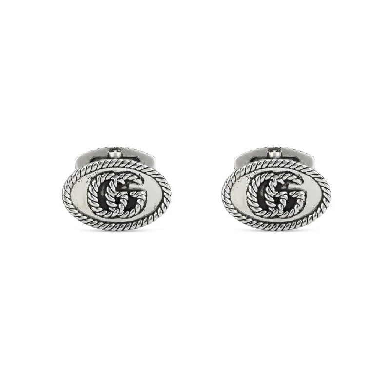 Cufflinks with luxury enamel inlays for a polished and vibrant appearance-Gucci GG Marmont Sterling Silver Double G Cufflinks- D