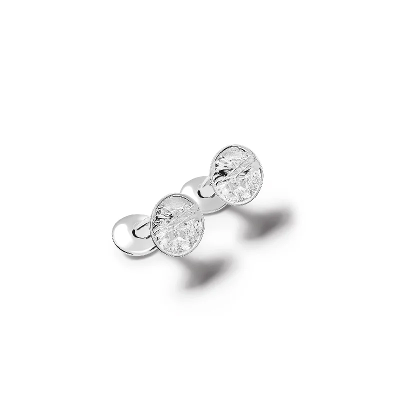 Cufflinks with Swarovski crystals for added sparkle and luxury-Le Ski Single Ended Cufflinks Silver