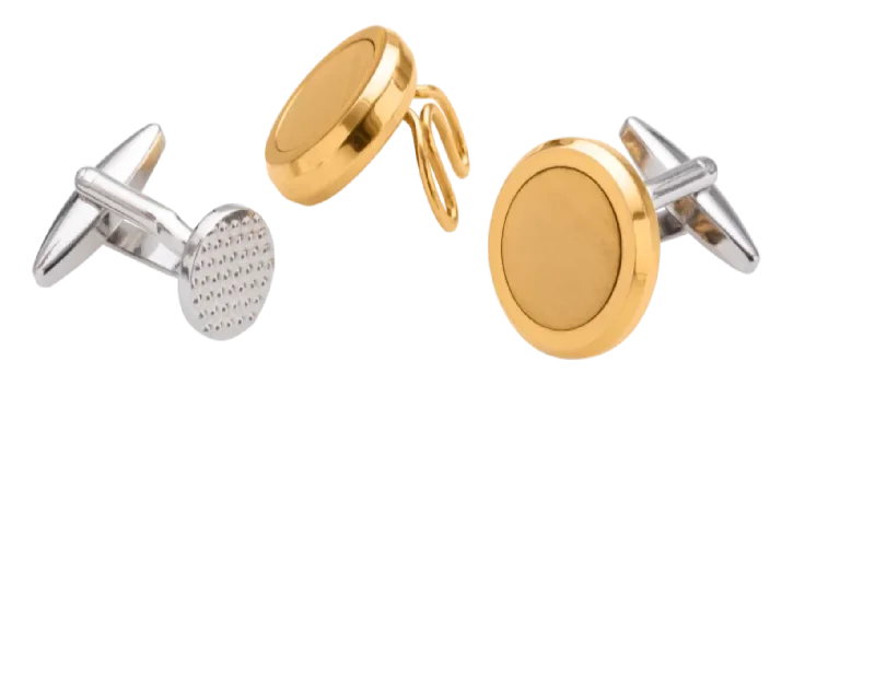 Cufflinks with black onyx stones for a refined and luxurious look-The Multifacet 3 in 1 Gold Plated Button Cover Cufflinks