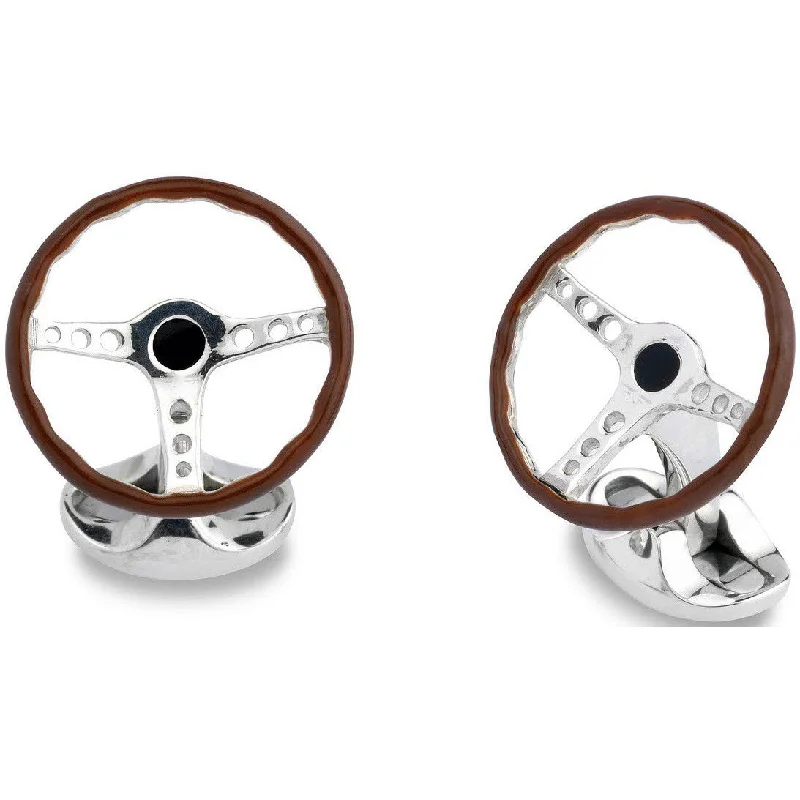 Cufflinks with geometric patterns for a sharp and fashionable look-Deakin & Francis Cufflinks Vintage Steering Wheel