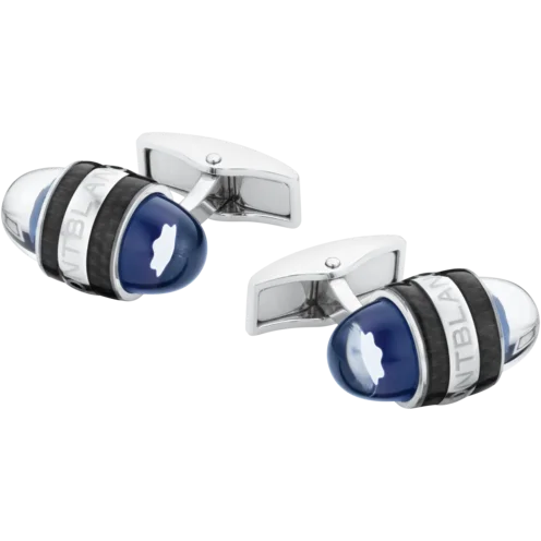 Best cufflinks for anniversary gifts with intricate designs and personal touches-Montblanc Cufflinks Blue Resin Steel