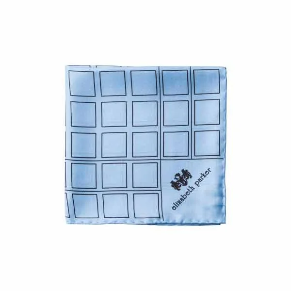 Best cufflinks with polished stainless steel for a sleek and modern look-Sky Blue Check Grid Silk Pocket Square