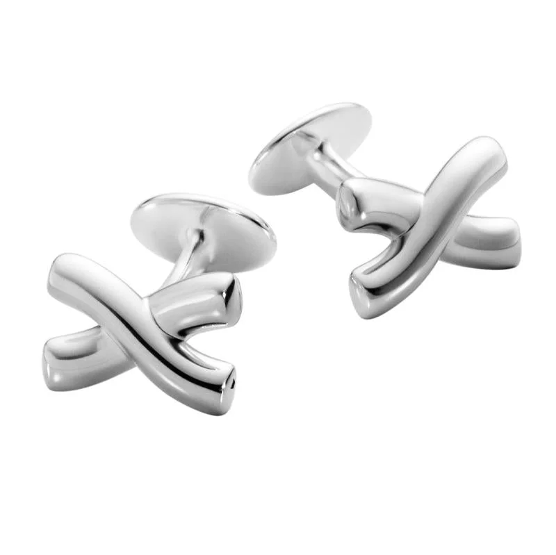 Cufflinks with black onyx stones for a refined and luxurious look-Georg Jensen Men's Classic Sterling Silver 'X' Cufflinks