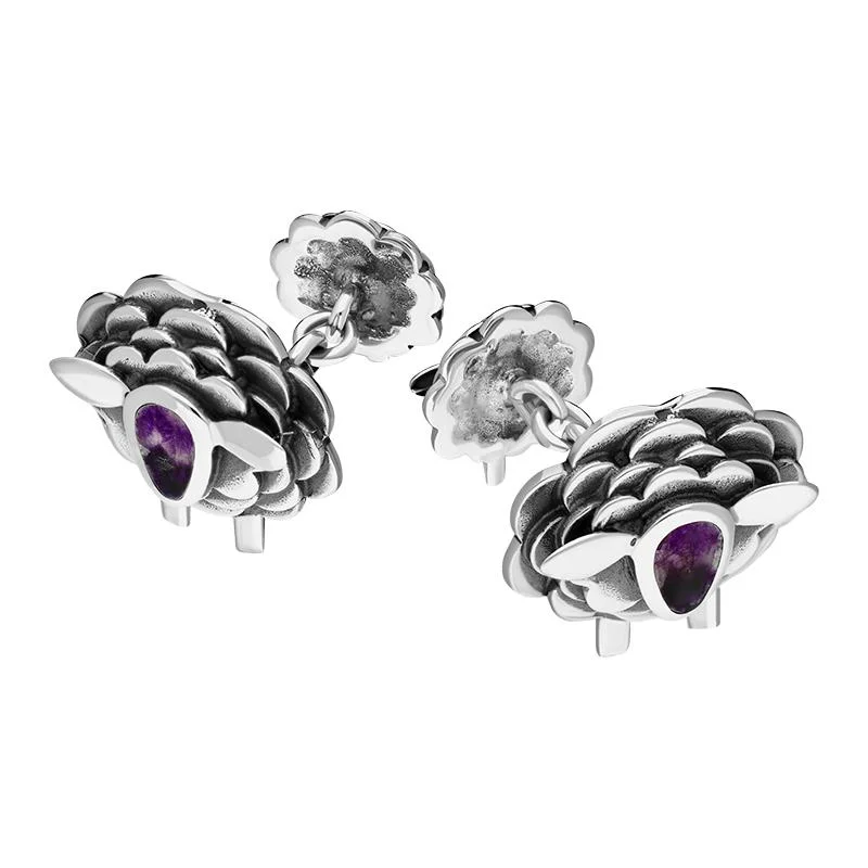 Best cufflinks for formal shirts with refined designs and premium materials-Sterling Silver Blue John Sheep Chain Link Cufflinks