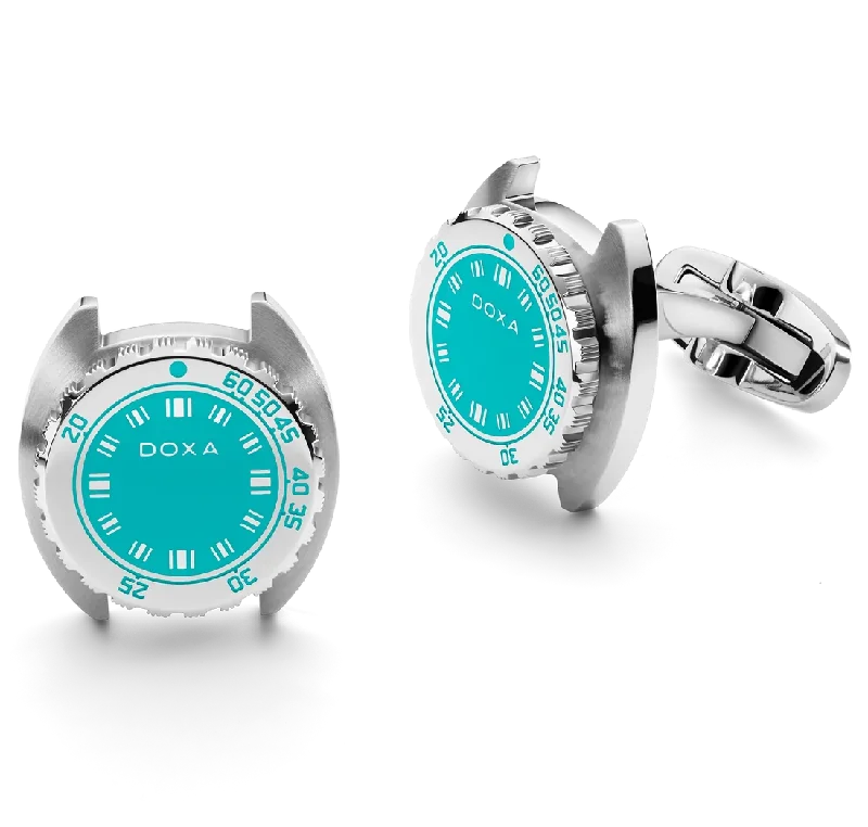 Cufflinks with customized logos for businesses or organizations looking to add branding-Doxa Cufflinks SUB Aquamarine Turqouise