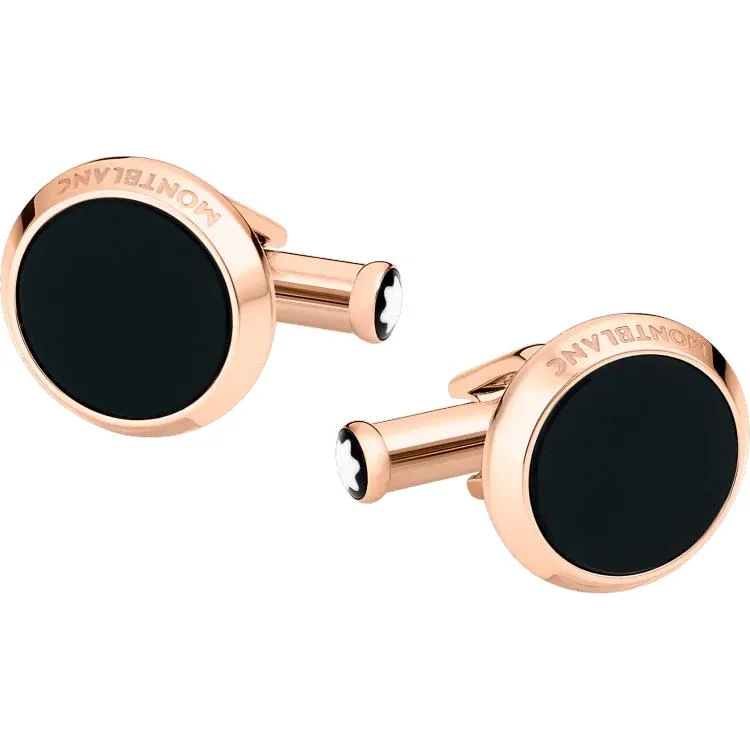 Best cufflinks for casual wear with subtle designs for a relaxed yet stylish look-Montblanc Cufflinks Meisterstuck Rose Gold PVD Onyx