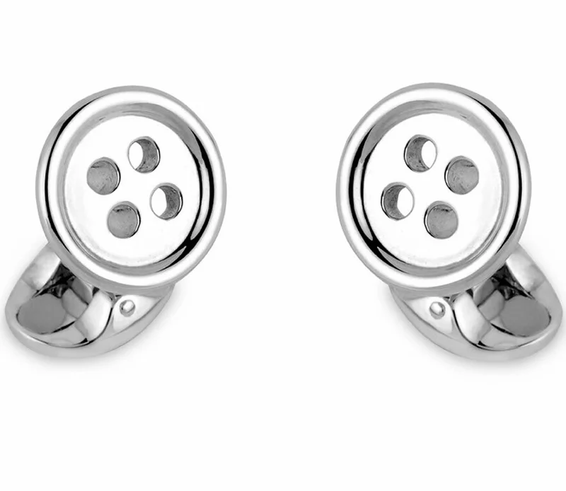 Best cufflinks for men with personalized birthstone options for meaningful gifts-Deakin & Francis Cufflinks Sterling Silver Button