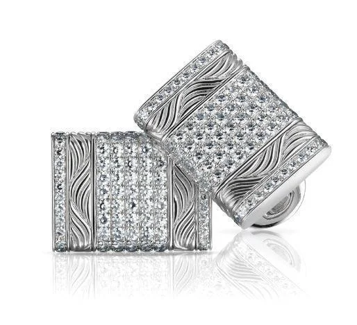 Cufflinks with minimalist designs for a clean, modern and sophisticated accessory-Faberge Heritage Pavel 18ct White Gold Diamond Cufflinks