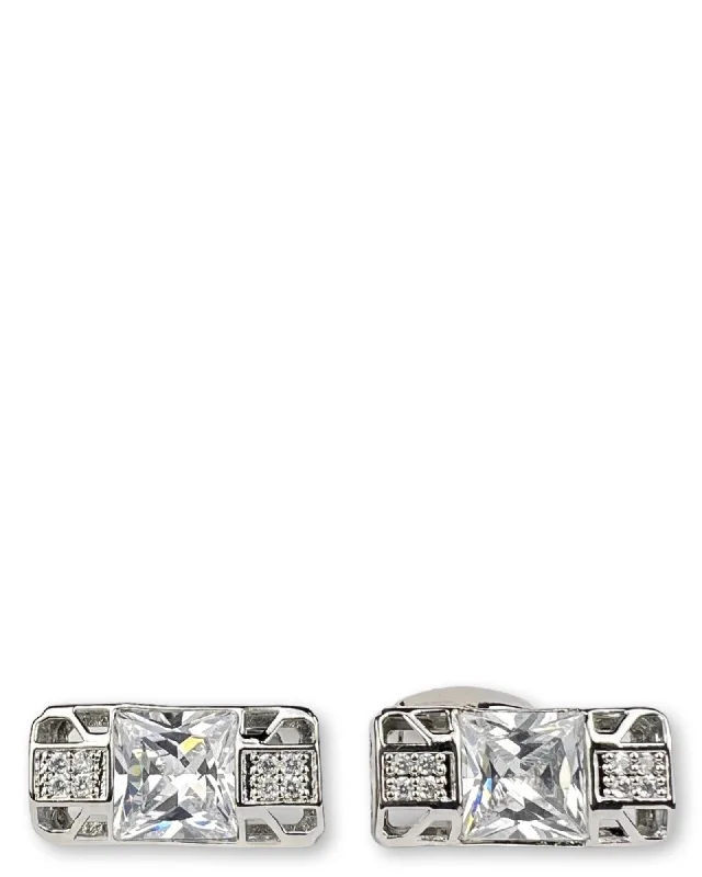 Best cufflinks with a polished gold finish for a luxurious and timeless look-DÉCLIC Diamante Bar Cufflink - Silver