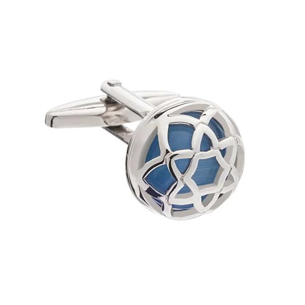 Cufflinks with custom logos for a branded and professional look-Exotic Encased Sky Blue Cufflinks