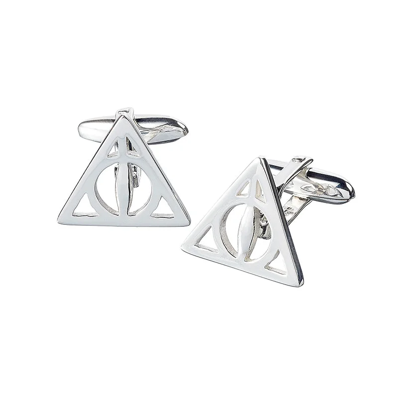 Best cufflinks with sterling silver finishes for a refined and sophisticated style-Official Harry Potter Sterling Silver Deathly Hallows Cufflinks