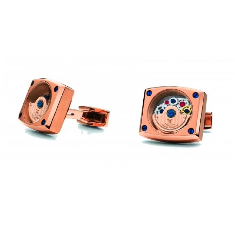 Unique cufflinks with gemstone accents for a bold and luxurious look-LaViano Fashion Plated Rose Gold Automatic Cufflinks