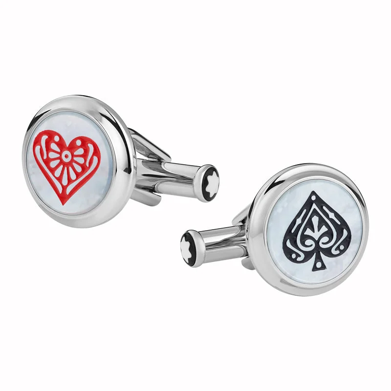 Best cufflinks for business attire with simple, sleek designs for professionals-Montblanc Cufflinks Meisterstuck Tribute to Around the World in 80 Days Spade & Heart D