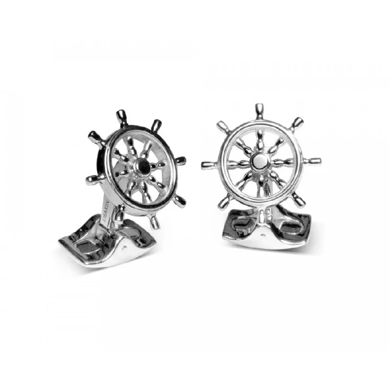 Luxury cufflinks with diamond accents for a high-end and elegant accessory-Deakin & Francis Ship Wheel Cufflinks